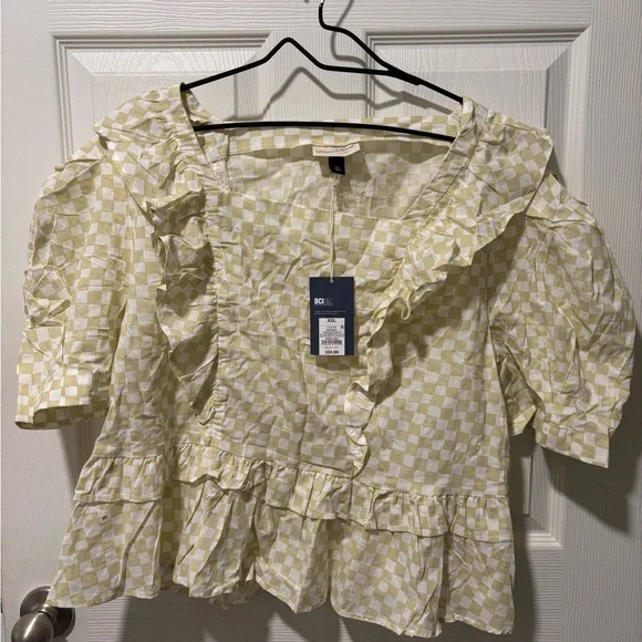 Universal Thread Yellow Checkered Blouse - Picture 5 of 5